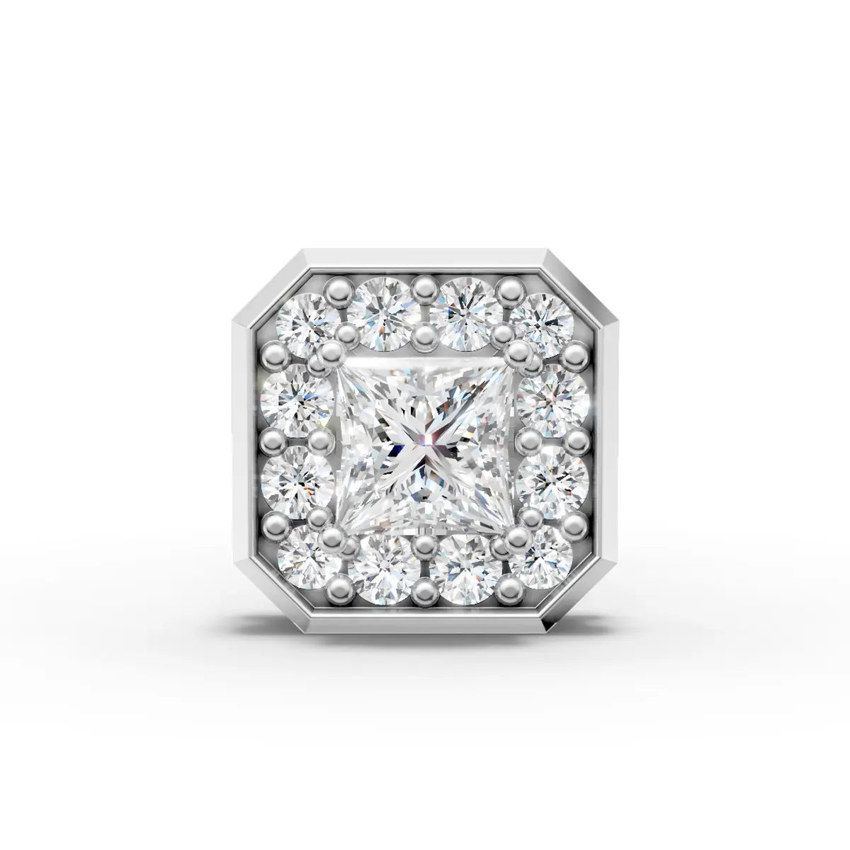 Princess Hexagon Diamond Stud